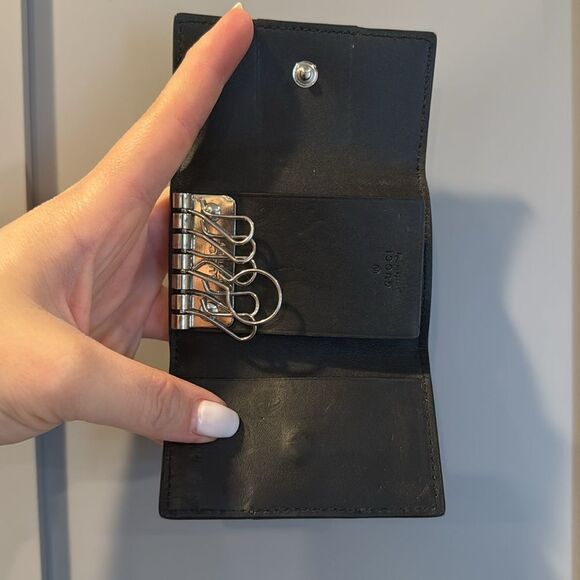 Gucci Brown and Black Key Card Holder with Signature Monogram - Picture 8 of 9